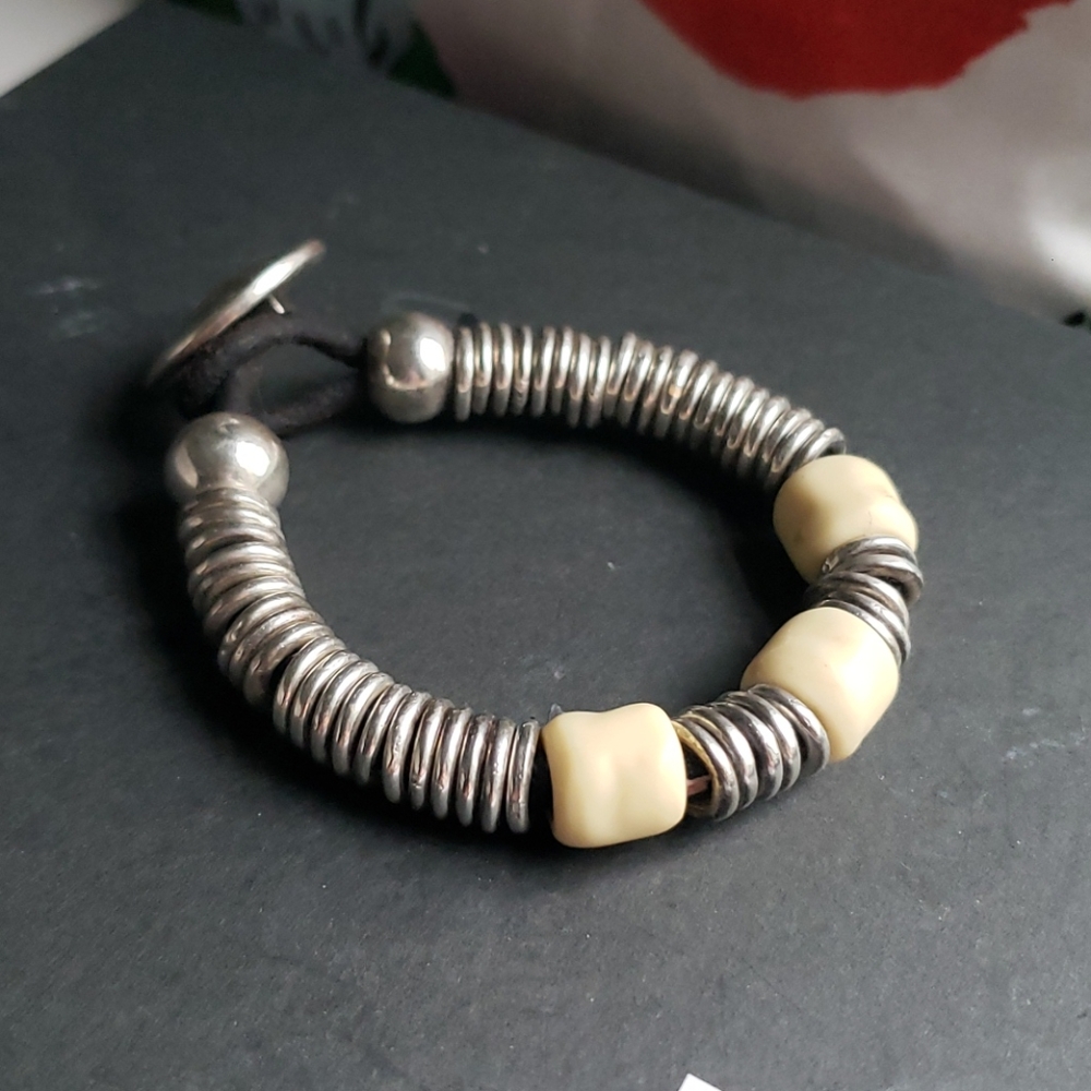 Silver Plated Button Toggle Bracelet - image 2